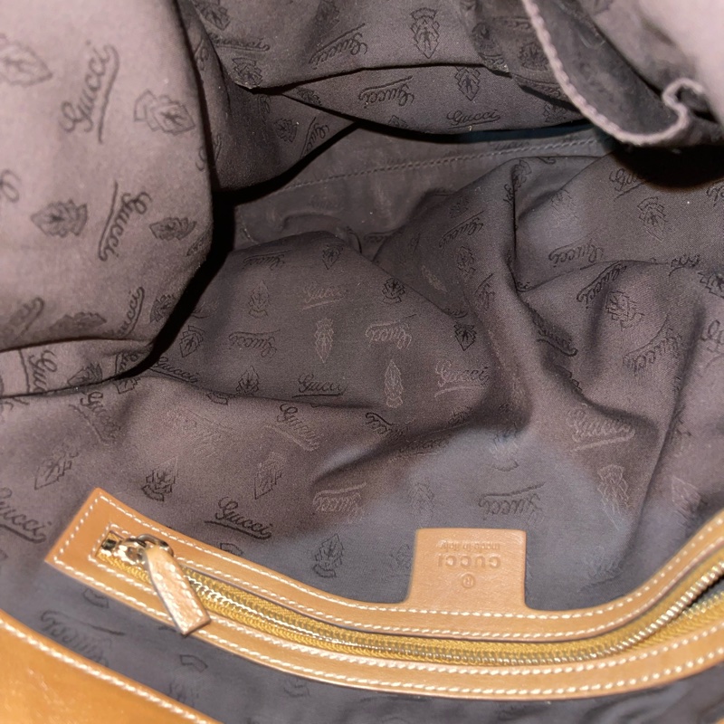 GUCCI 經典logo帆布棕色托特包 老花-37