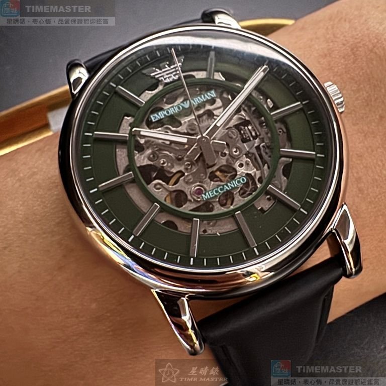 ARMANI手錶,編號AR00079,44mm銀錶殼,深黑色錶帶款-5