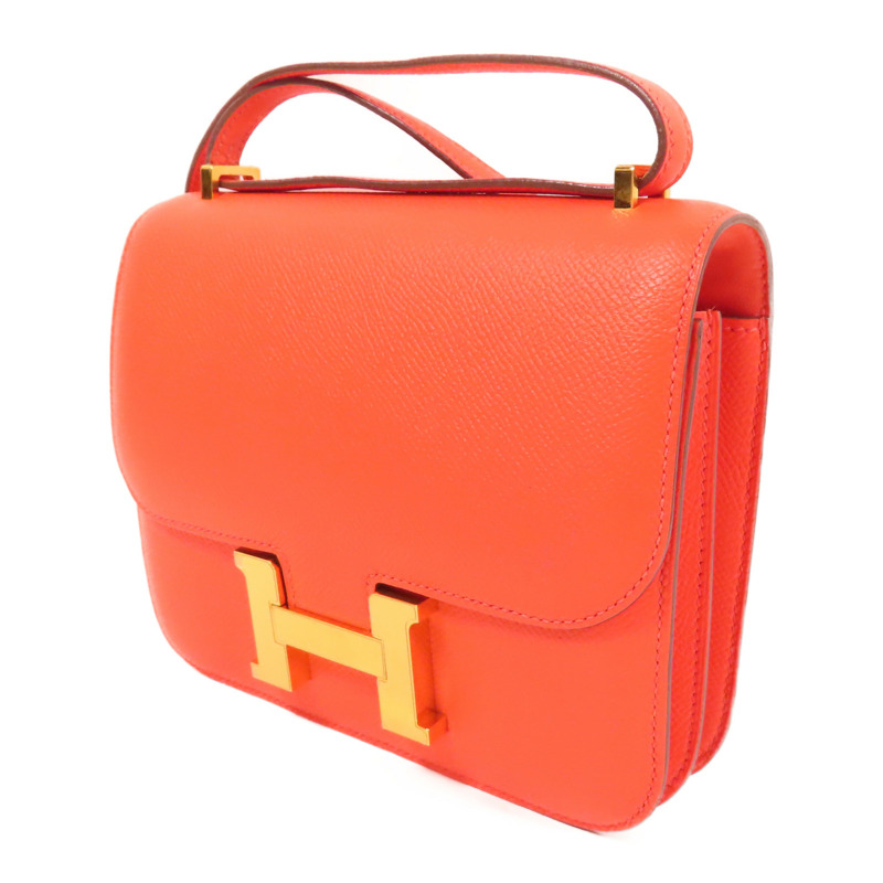 HERMES Epsom皮革Constance Mini金扣肩背袋Red-1