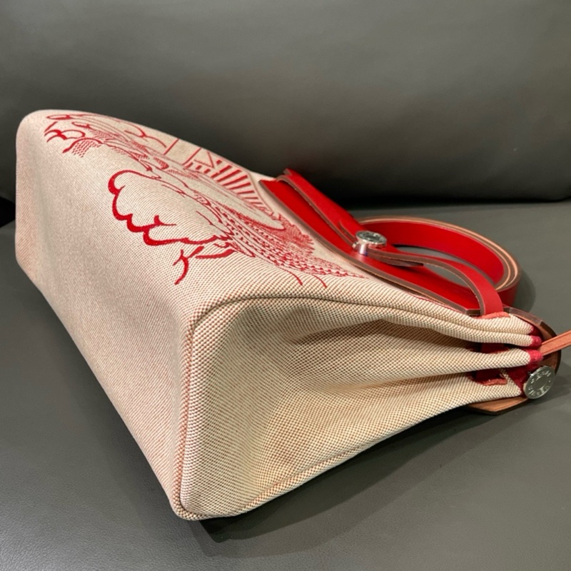 Hermes爱马仕Herbag31马鞍皮拼红色飞马-2