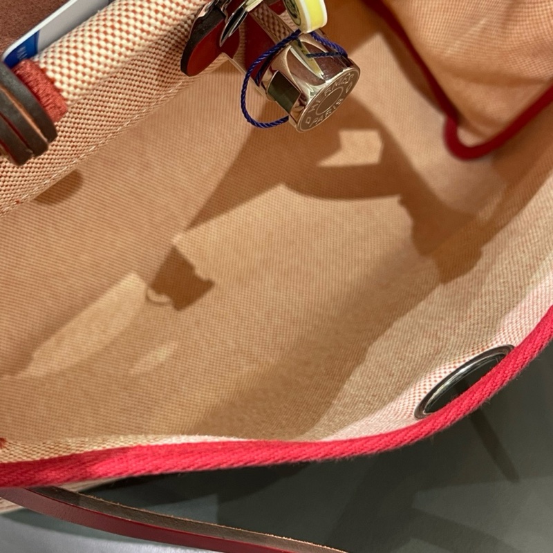 Hermes爱马仕Herbag31马鞍皮拼红色飞马-4