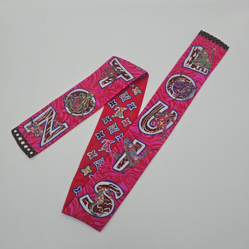 【稀有款】LOUIS VUITTON x MURAKAMI 村上隆 太陽花 窄長絲巾 TWILLY-0