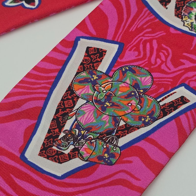 【稀有款】LOUIS VUITTON x MURAKAMI 村上隆 太陽花 窄長絲巾 TWILLY-1