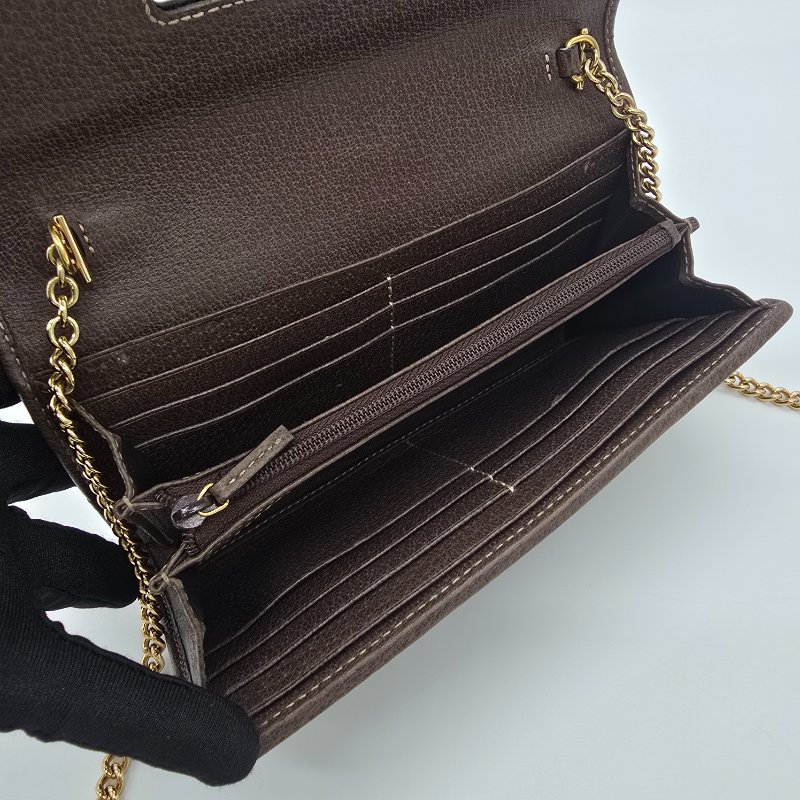 GUCCI GG OPHIDIA系列 WOC 咖色鏈條錢包-5
