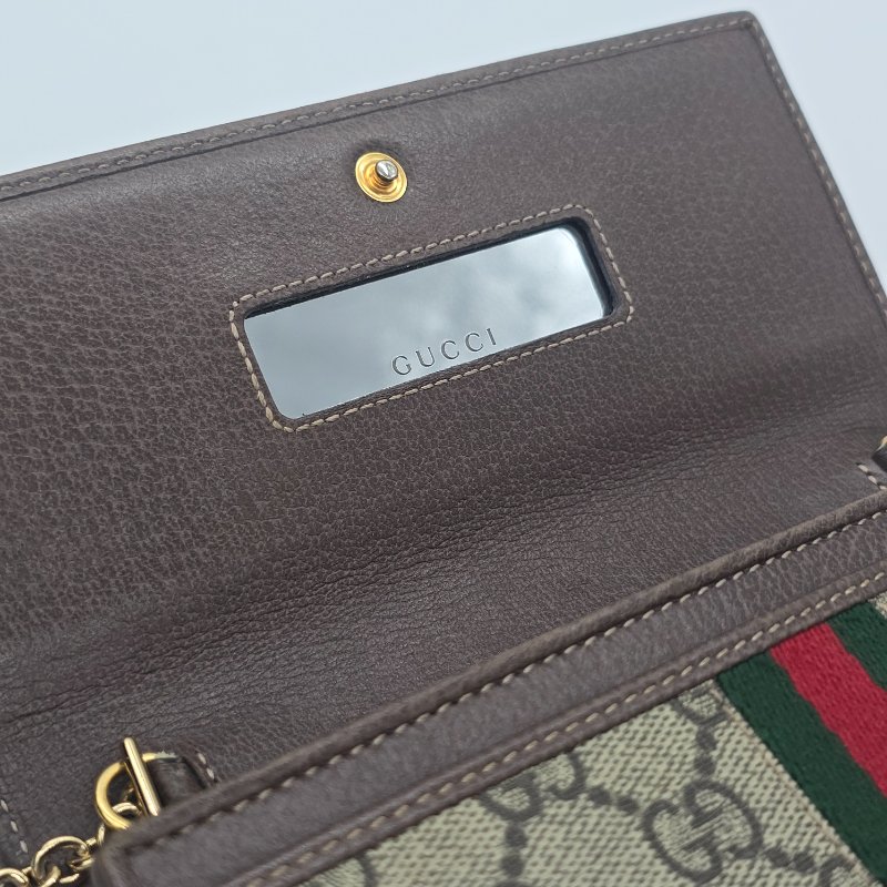 GUCCI GG OPHIDIA系列 WOC 咖色鏈條錢包-6