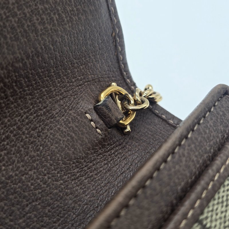 GUCCI GG OPHIDIA系列 WOC 咖色鏈條錢包-7