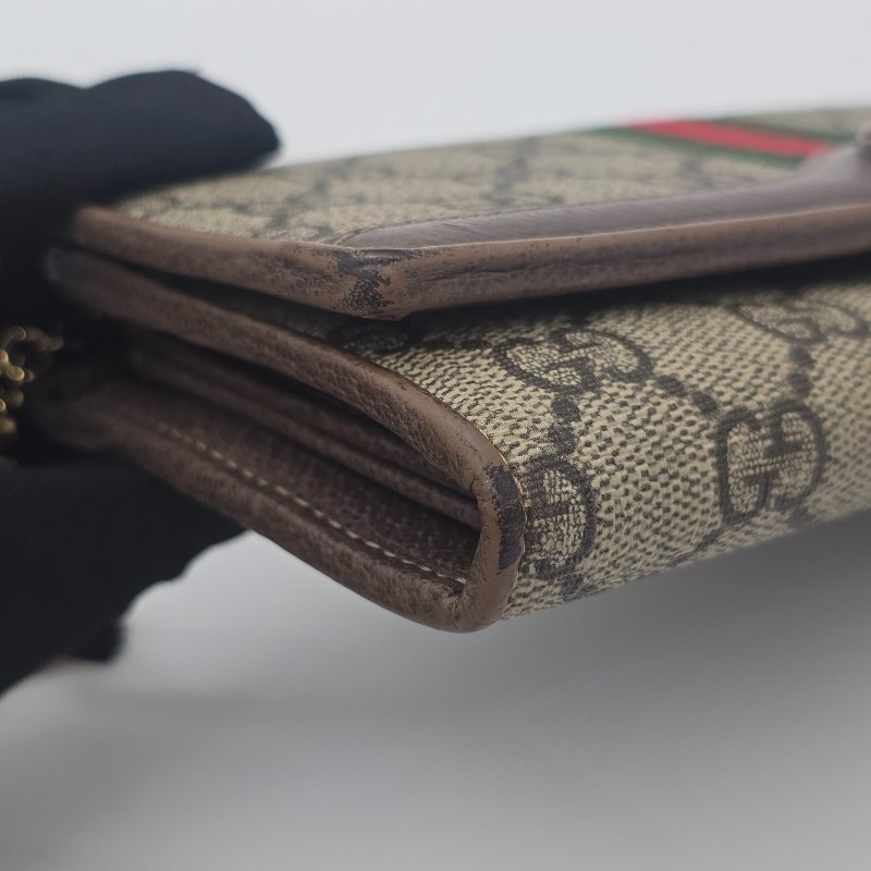 GUCCI GG OPHIDIA系列 WOC 咖色鏈條錢包-8