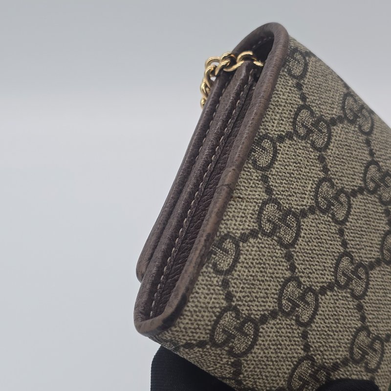 GUCCI GG OPHIDIA系列 WOC 咖色鏈條錢包-9