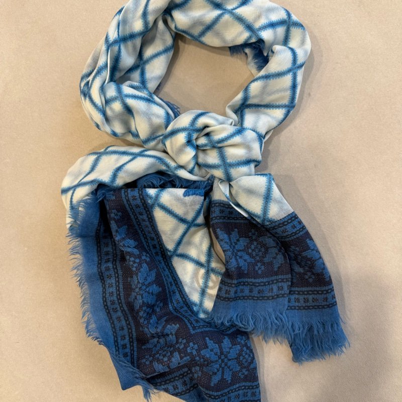 【小編實拍🔥多功能大方巾】CHANEL 藍色格紋復古愛心超大披肩絲巾｜專櫃 35,000-8