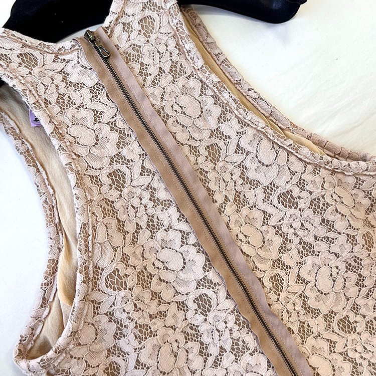 LANVIN 浪凡乾燥玫瑰粉色蕾絲魚尾洋裝 /禮服/削肩/S/36/XS/34-7