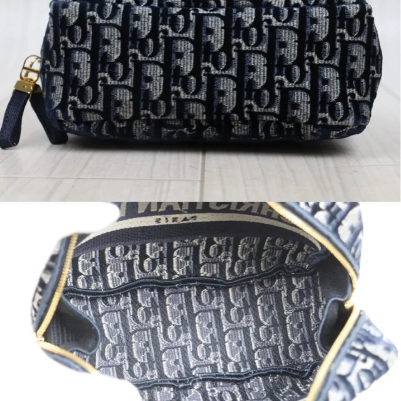 「JL精品代購」98新 Dior 老花絲絨化妝包-4