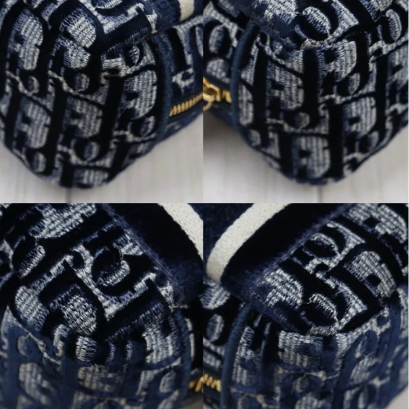「JL精品代購」98新 Dior 老花絲絨化妝包-5