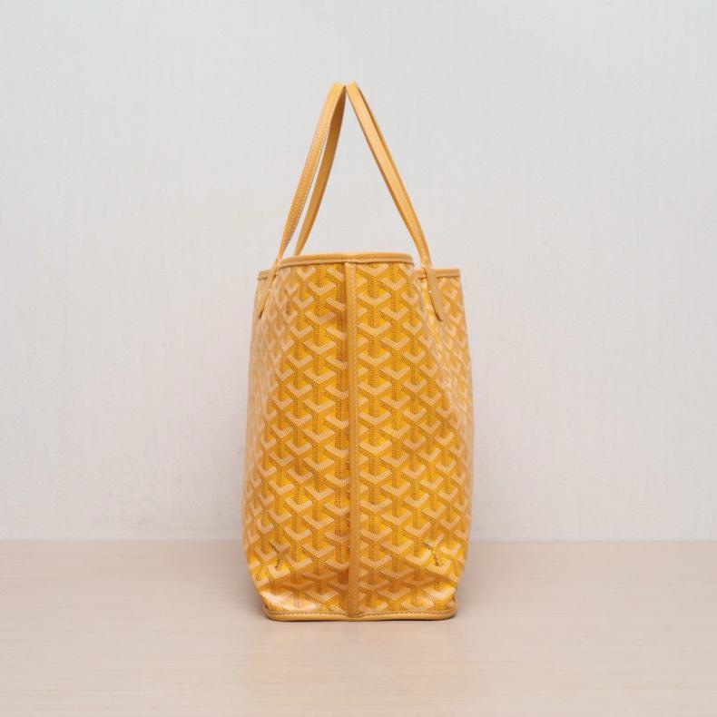 GOYARD(高雅德) Saint Louis 購物袋 子母包 34 中號 黃色 PVC 銀扣-1