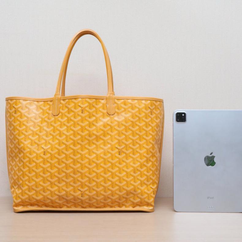GOYARD(高雅德) Saint Louis 購物袋 子母包 34 中號 黃色 PVC 銀扣-2