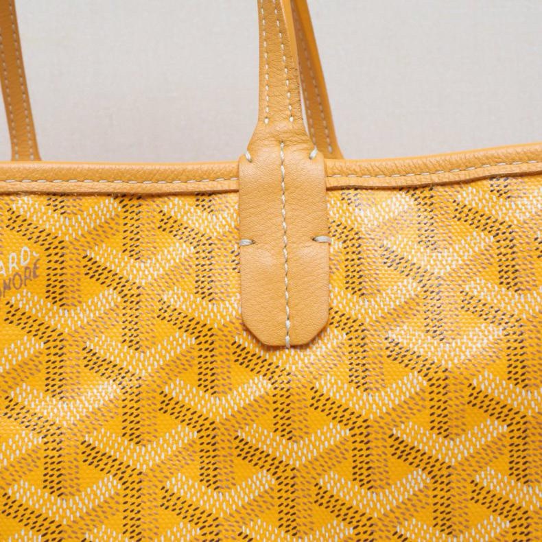 GOYARD(高雅德) Saint Louis 購物袋 子母包 34 中號 黃色 PVC 銀扣-5