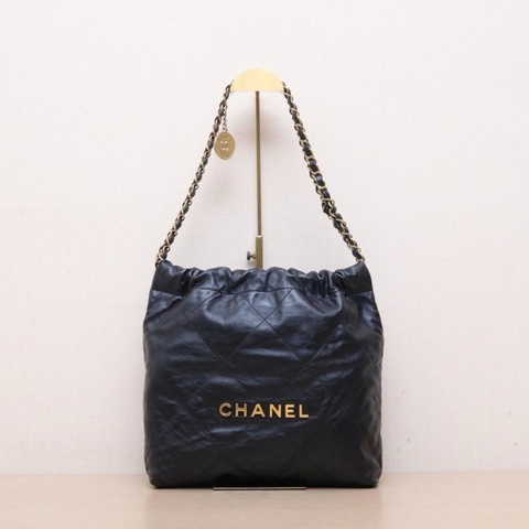 CHANEL(香奈兒) 22Bag Tote托特包 小號 30cm 黑色  晶片開 金扣