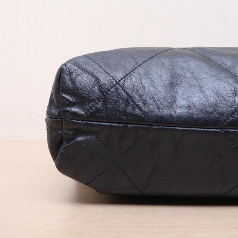 CHANEL(香奈兒) 22Bag Tote托特包 小號 30cm 黑色 晶片開 金扣-3