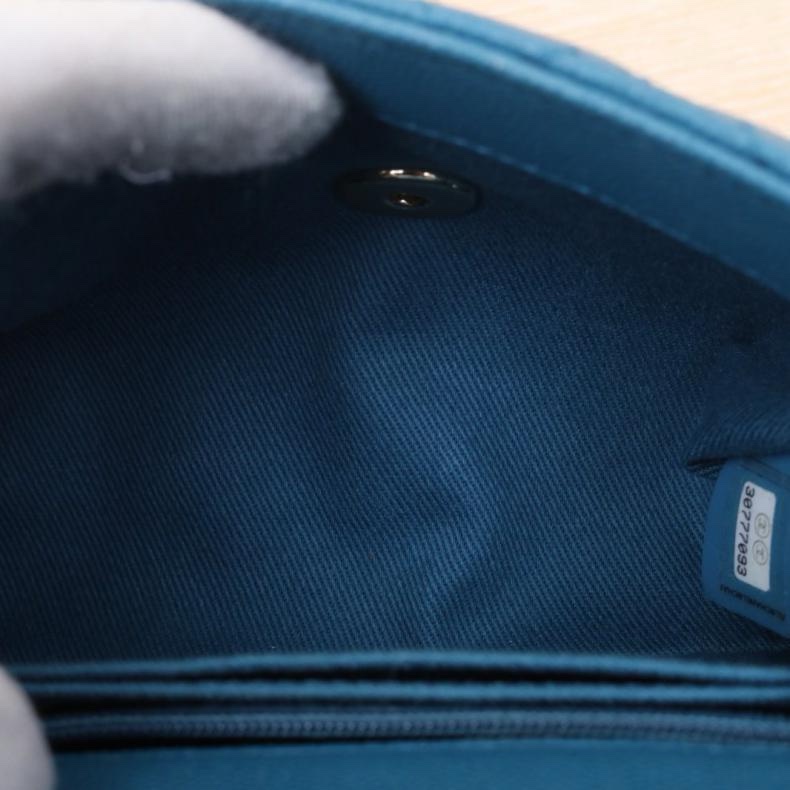 CHANEL(香奈兒) Coco Handle Mini 19cm 藍色 荔枝 30開 淺金扣-4