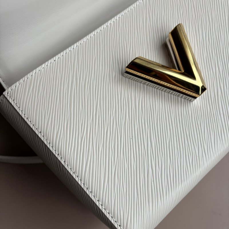 ::LOUIS VUITTON:: LV M22774 Twist白色EPI皮革金銀轉釦花卉手提鏈肩背兩用包MM-26