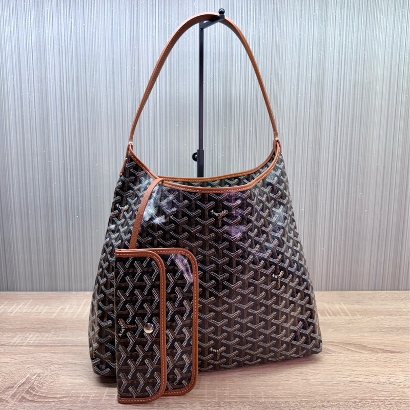 Goyard Hobo Bag 戈雅經典黑棕焦糖色肩背購物袋-0