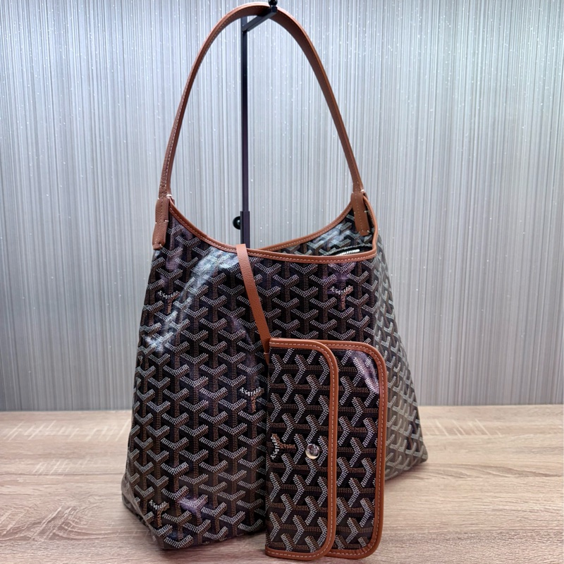 Goyard Hobo Bag 戈雅經典黑棕焦糖色肩背購物袋-1