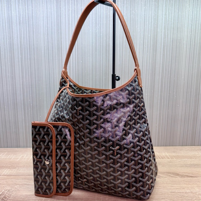 Goyard Hobo Bag 戈雅經典黑棕焦糖色肩背購物袋-2