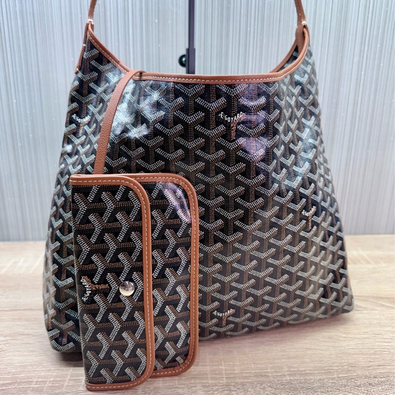 Goyard Hobo Bag 戈雅經典黑棕焦糖色肩背購物袋-3