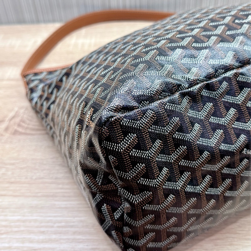Goyard Hobo Bag 戈雅經典黑棕焦糖色肩背購物袋-9