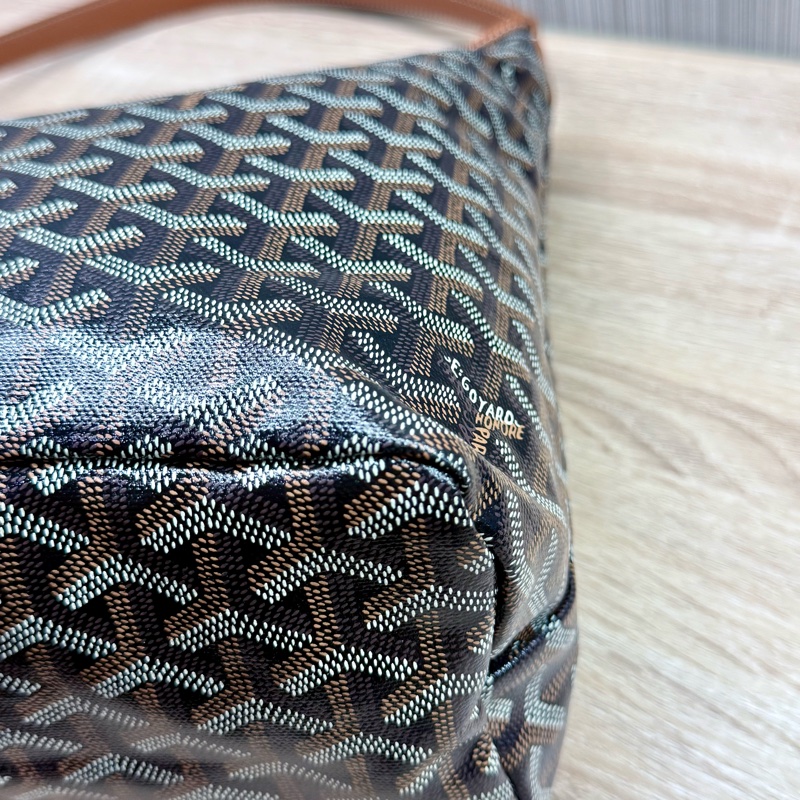 Goyard Hobo Bag 戈雅經典黑棕焦糖色肩背購物袋-12