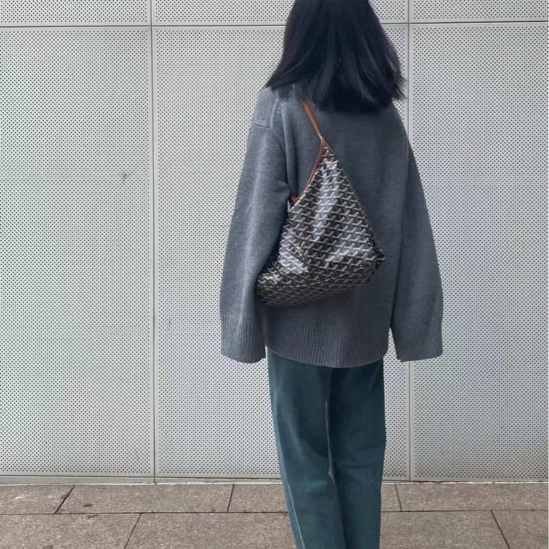 Goyard Hobo Bag 戈雅經典黑棕焦糖色肩背購物袋-34