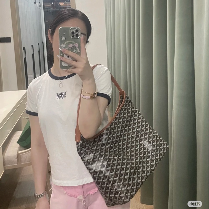 Goyard Hobo Bag 戈雅經典黑棕焦糖色肩背購物袋-35
