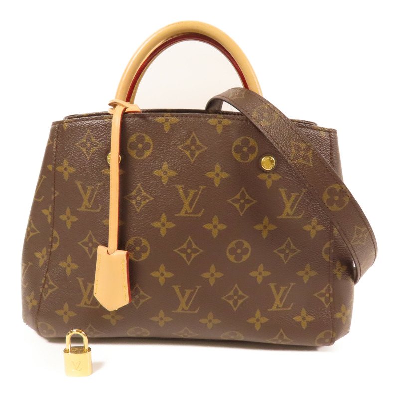 LOUIS VUITTON Monogram Montaigne BB金扣手挽肩背兩用袋棕色-1