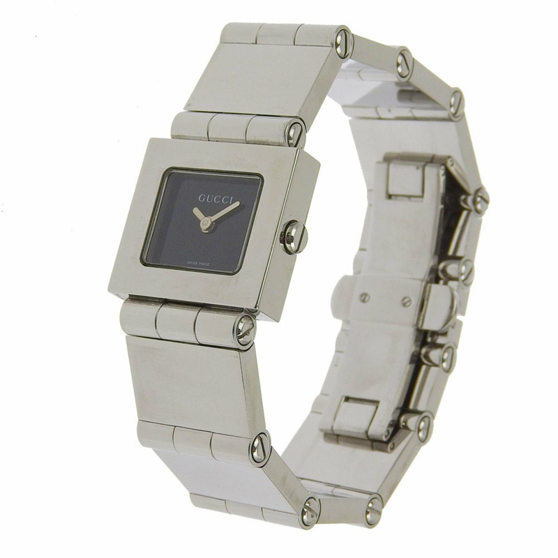 古馳手錶 600L 不鏽鋼石英模擬顯示黑色錶盤女款-1