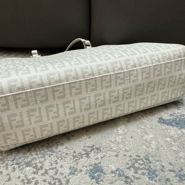 FENDI 白色經典老花圖案迷你托特包/ 手提包-7
