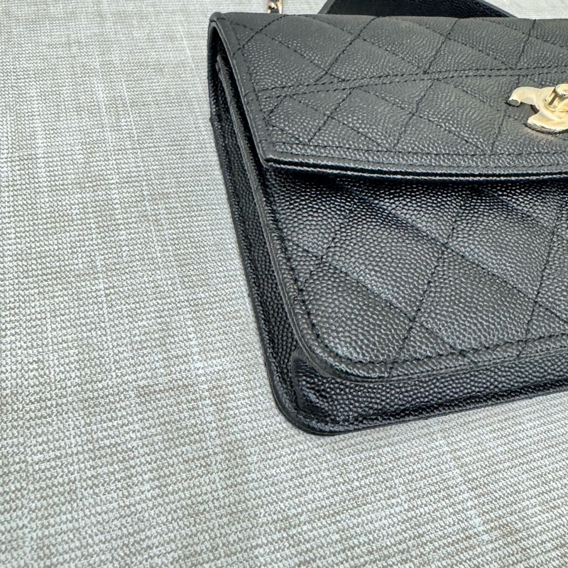 香奈兒 CHANEL 25C 荔枝牛皮郵差包 手提包 雙肩豆腐包 小書包 斜背包 WOC黑金 多種背法-12