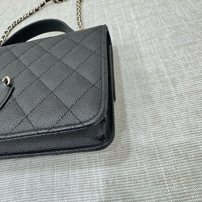 香奈兒 CHANEL 25C 荔枝牛皮郵差包 手提包 雙肩豆腐包 小書包 斜背包 WOC黑金 多種背法-13