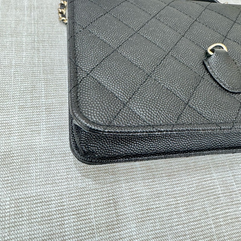 香奈兒 CHANEL 25C 荔枝牛皮郵差包 手提包 雙肩豆腐包 小書包 斜背包 WOC黑金 多種背法-14