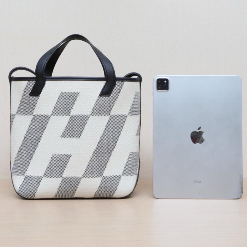 HERMES(愛馬仕) Cabas 27 89黑色 Swift皮/帆布 Z刻 無 黑白拼色-2