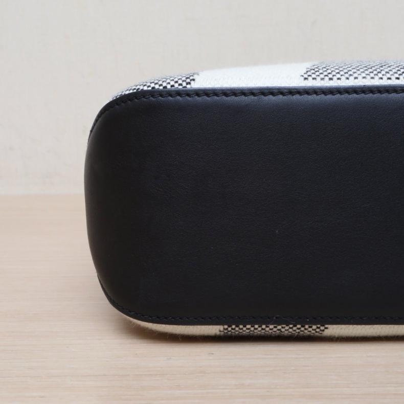 HERMES(愛馬仕) Cabas 27 89黑色 Swift皮/帆布 Z刻 無 黑白拼色-3