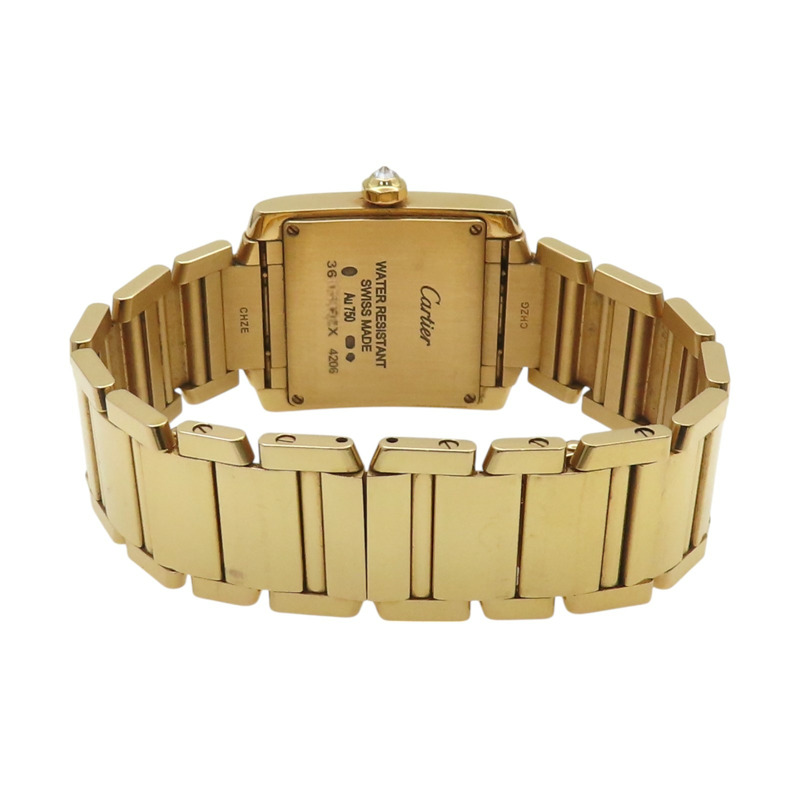 銀色弧形 18K黃金鑽框 Tank Francaise 腕錶 WJTA0023-4