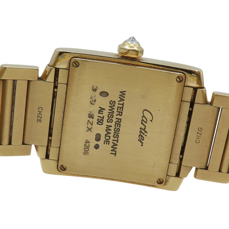 銀色弧形 18K黃金鑽框 Tank Francaise 腕錶 WJTA0023-6