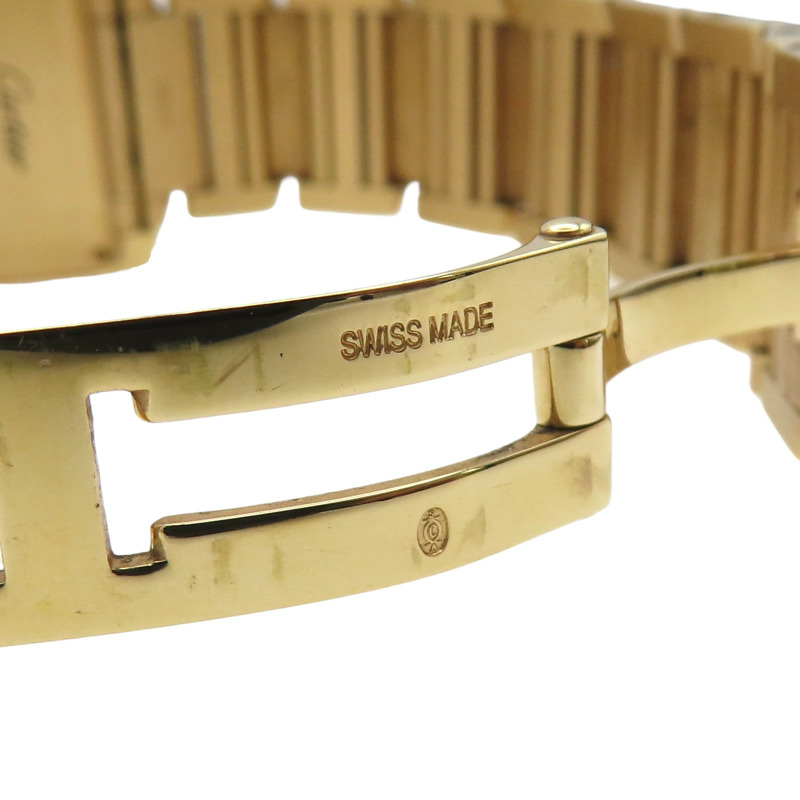 銀色弧形 18K黃金鑽框 Tank Francaise 腕錶 WJTA0023-9