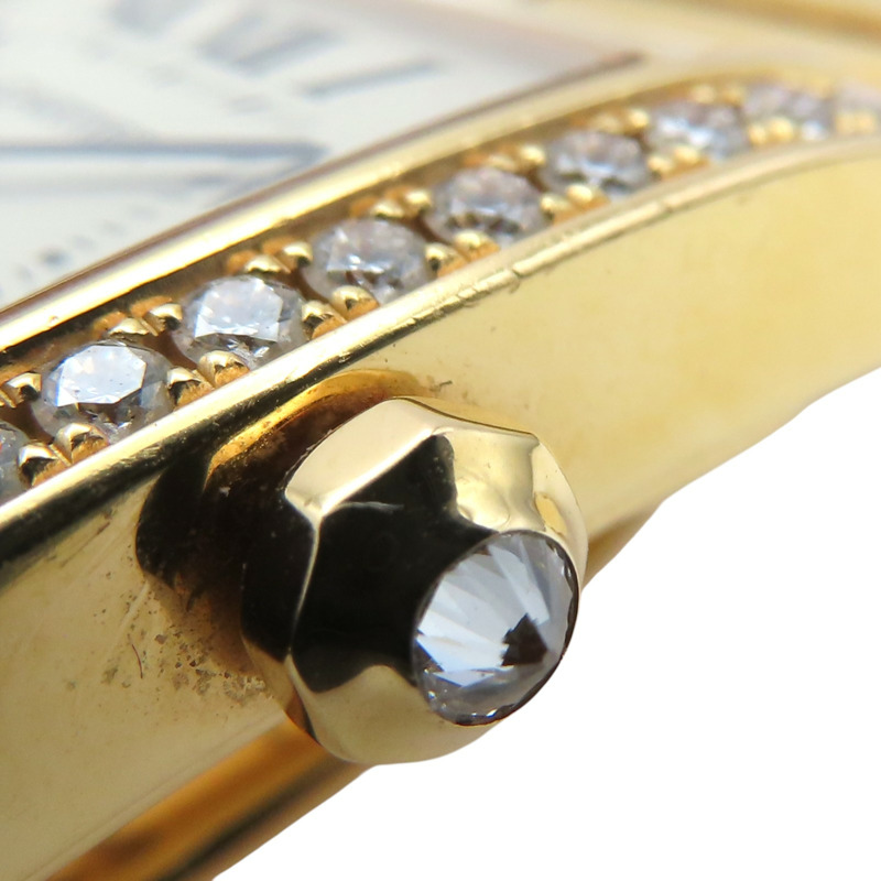 銀色弧形 18K黃金鑽框 Tank Francaise 腕錶 WJTA0023-11