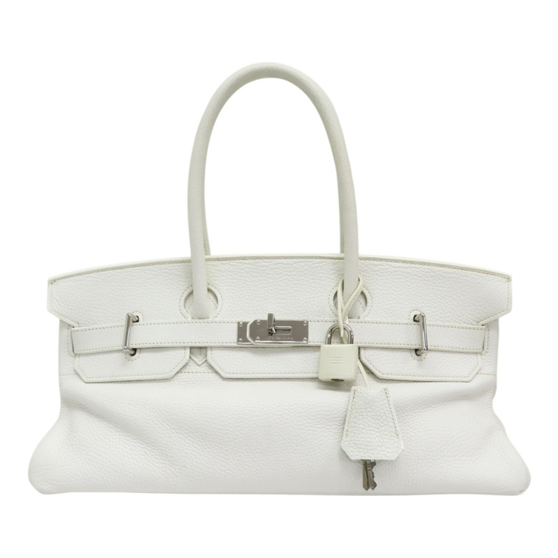 白色 皮革 JPG Shoulder Birkin 42 柏金包 手提包 口J刻 銀扣-0