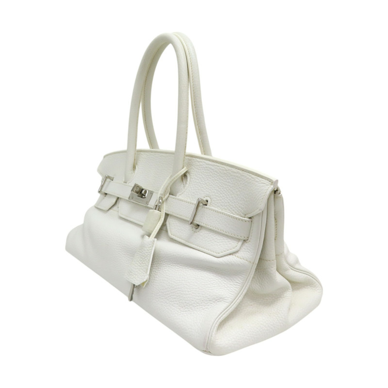 白色 皮革 JPG Shoulder Birkin 42 柏金包 手提包 口J刻 銀扣-2