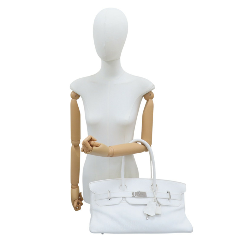 白色 皮革 JPG Shoulder Birkin 42 柏金包 手提包 口J刻 銀扣-8