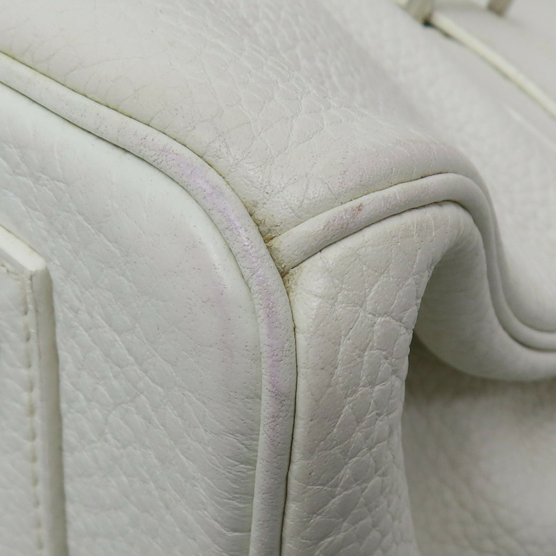 白色 皮革 JPG Shoulder Birkin 42 柏金包 手提包 口J刻 銀扣-10