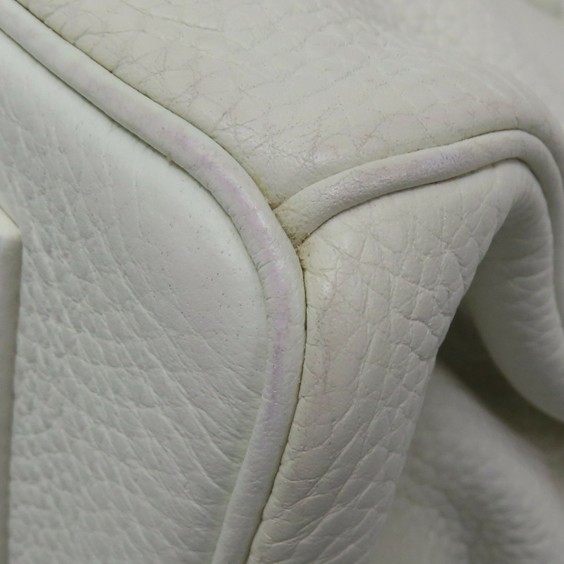 白色 皮革 JPG Shoulder Birkin 42 柏金包 手提包 口J刻 銀扣-12