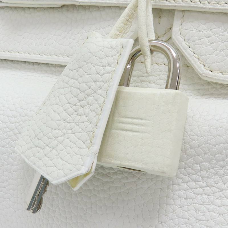 白色 皮革 JPG Shoulder Birkin 42 柏金包 手提包 口J刻 銀扣-15