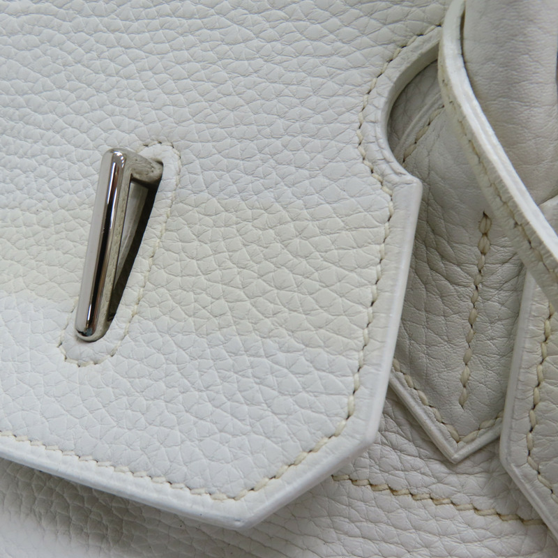 白色 皮革 JPG Shoulder Birkin 42 柏金包 手提包 口J刻 銀扣-16